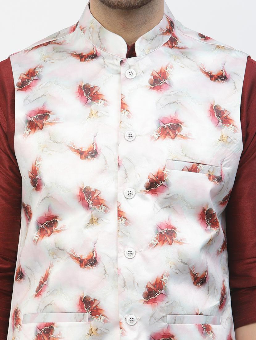 men floral kurta pyjama ethnic jacket set - 20265881 - Standard Image - 4