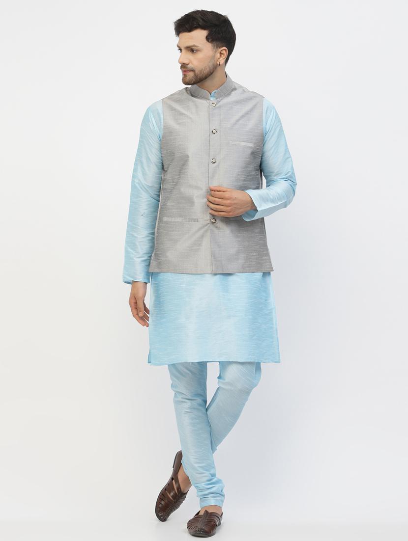 men solid kurta pyjama ethnic jacket set - 20265976 - Standard Image - 1