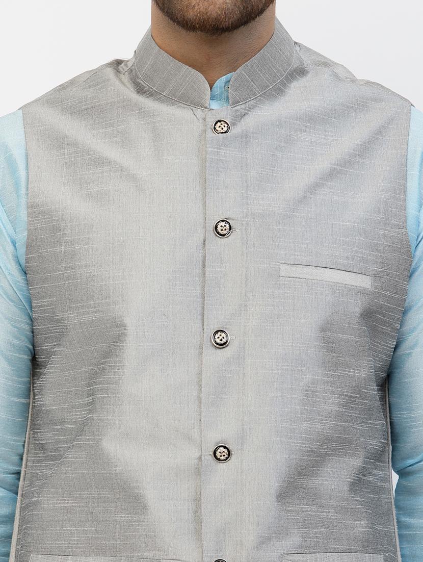men solid kurta pyjama ethnic jacket set - 20265976 - Standard Image - 4