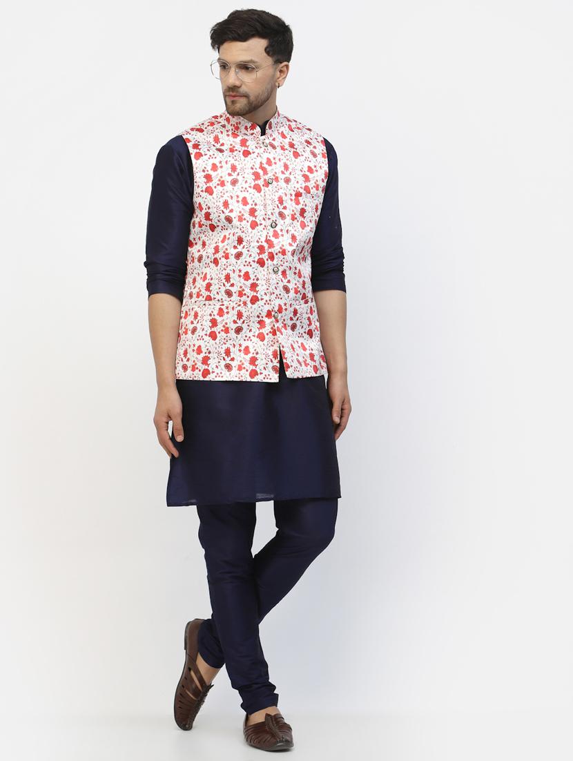 men floral kurta pyjama ethnic jacket set - 20266008 - Standard Image - 1