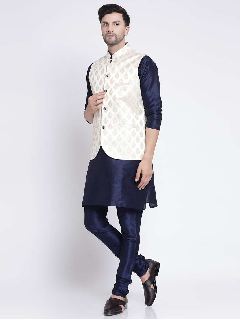 men embroidered kurta pyjama ethnic jacket set - 20266025 -  Standard Image - 1