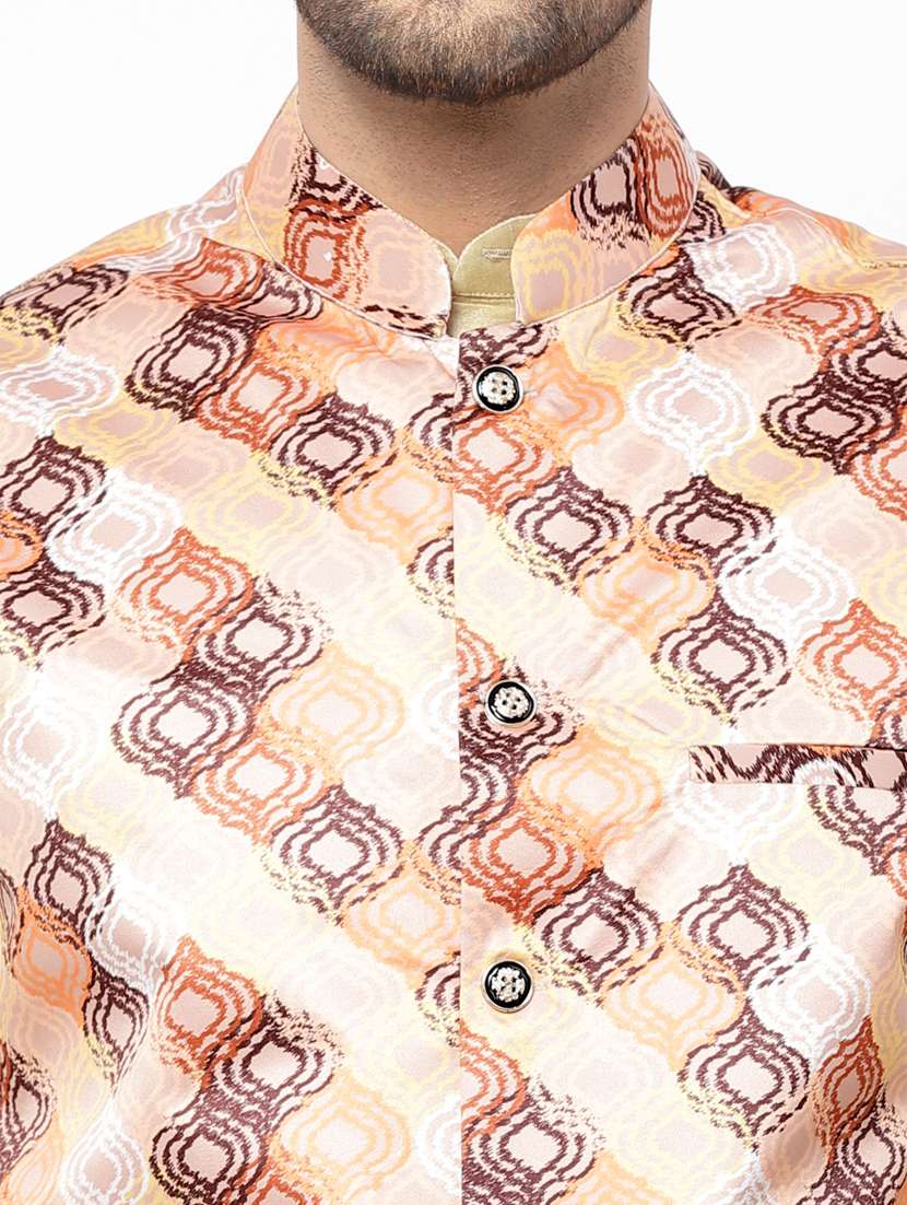 men block print kurta pyjama ethnic wear set - 20266063 -  Standard Image - 4