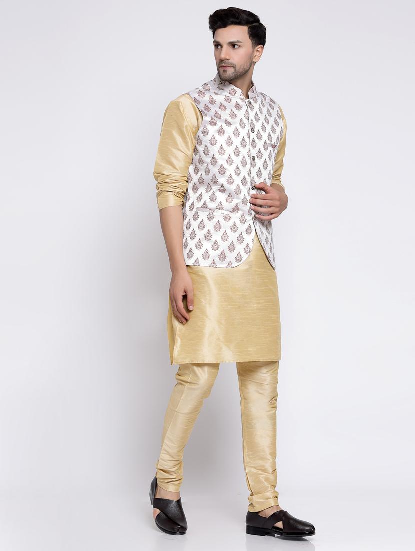 men embroidered kurta pyjama ethnic jacket set - 20266067 - Standard Image - 1