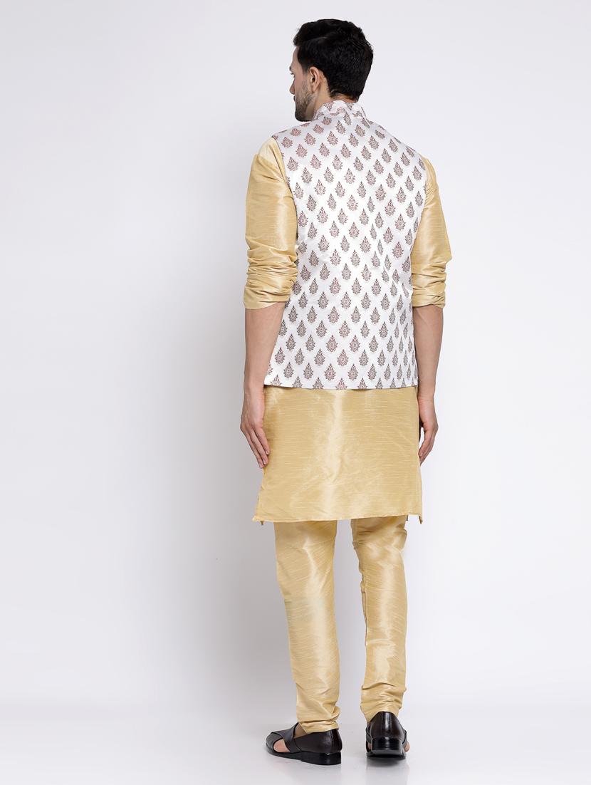 men embroidered kurta pyjama ethnic jacket set - 20266067 - Standard Image - 4