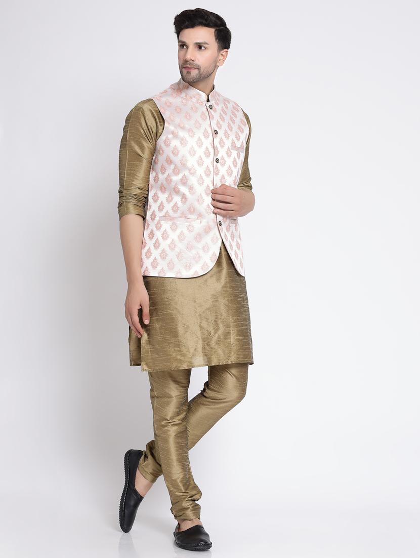 men embroidered kurta pyjama ethnic jacket set - 20266081 - Standard Image - 1