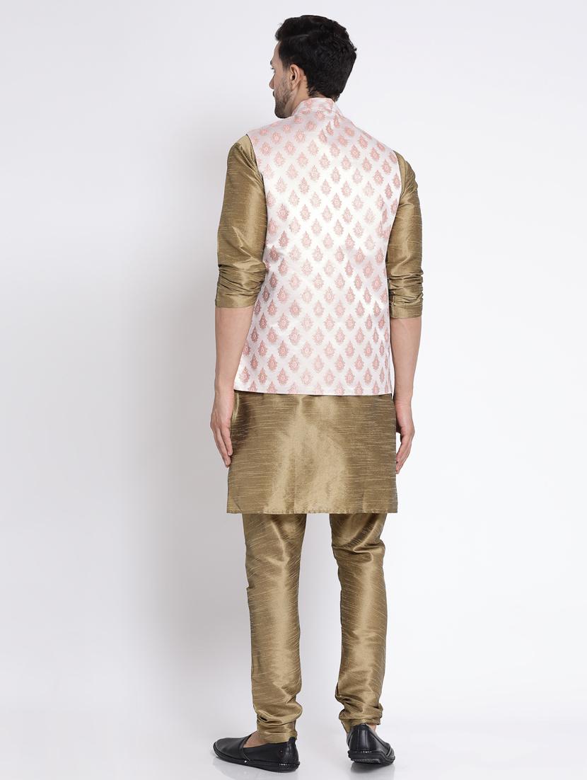 men embroidered kurta pyjama ethnic jacket set - 20266081 - Standard Image - 4