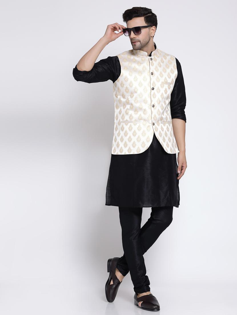 men embroidered kurta pyjama ethnic jacket set - 20266101 - Standard Image - 4