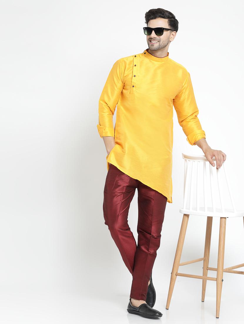 men solid kurta pyjama ethnic set - 20266106 - Standard Image - 4