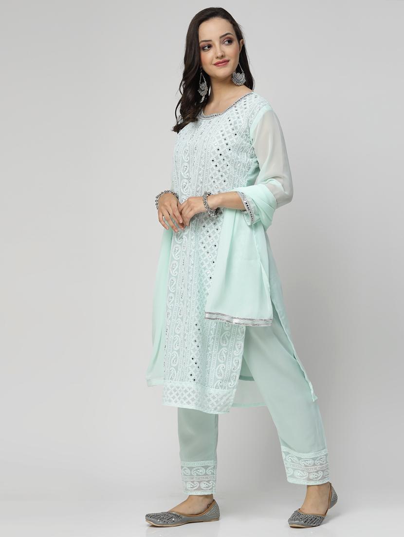 light blue colored kurta pant set - 20266228 - Standard Image - 1