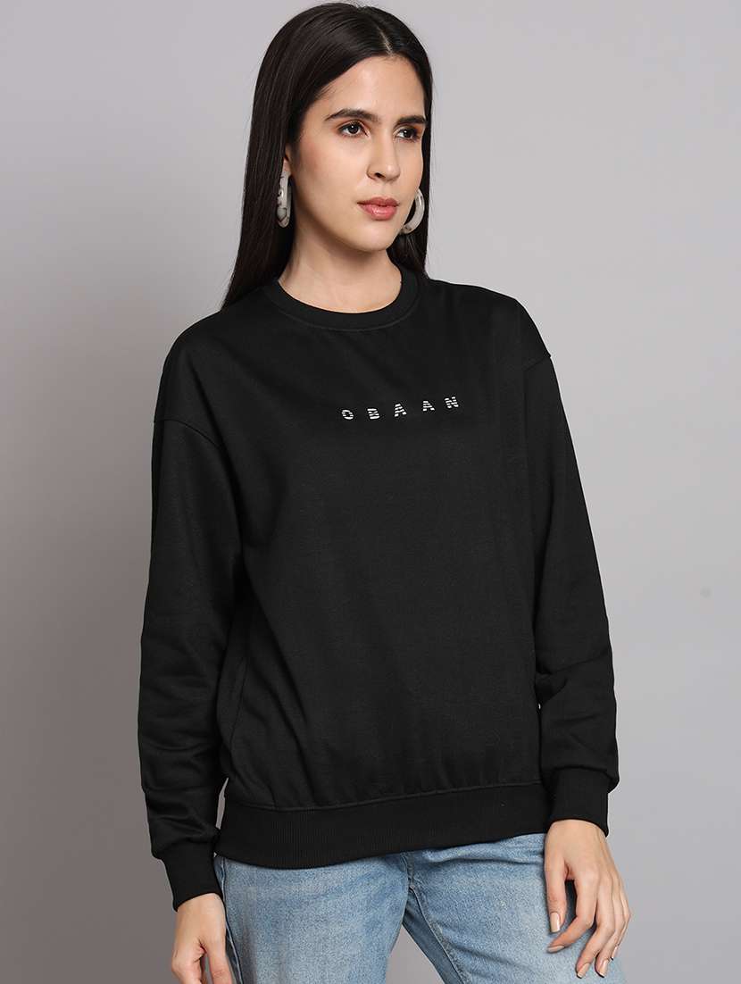 women black typographic chest print sweatshirt - 20266266 -  Standard Image - 1