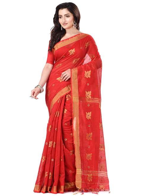 women's self design red colored saree with blouse - 20266278 -  Standard Image - 0