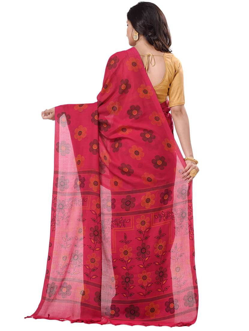 women's floral red colored saree with blouse - 20266283 - Standard Image - 1