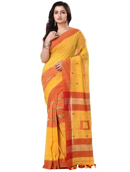 women's self design mustard colored saree with blouse - 20266293 - Standard Image - 0