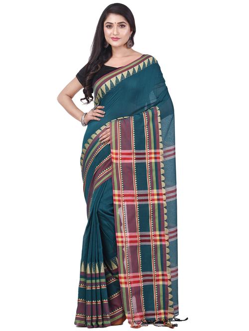 women's bordered blue colored saree with blouse - 20266314 - Standard Image - 0