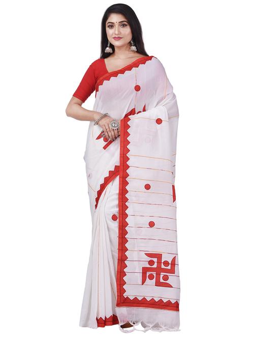 women solid with work handloom saree with blouse - 20266315 -  Standard Image - 0