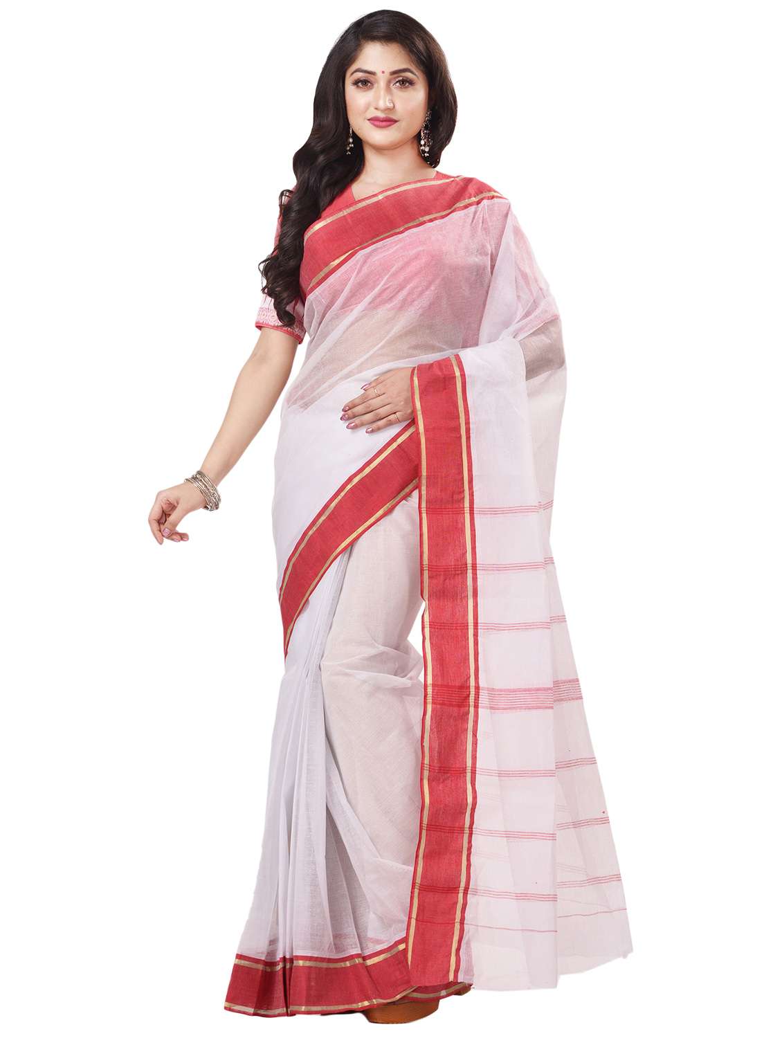 women's solid multi colored saree with blouse