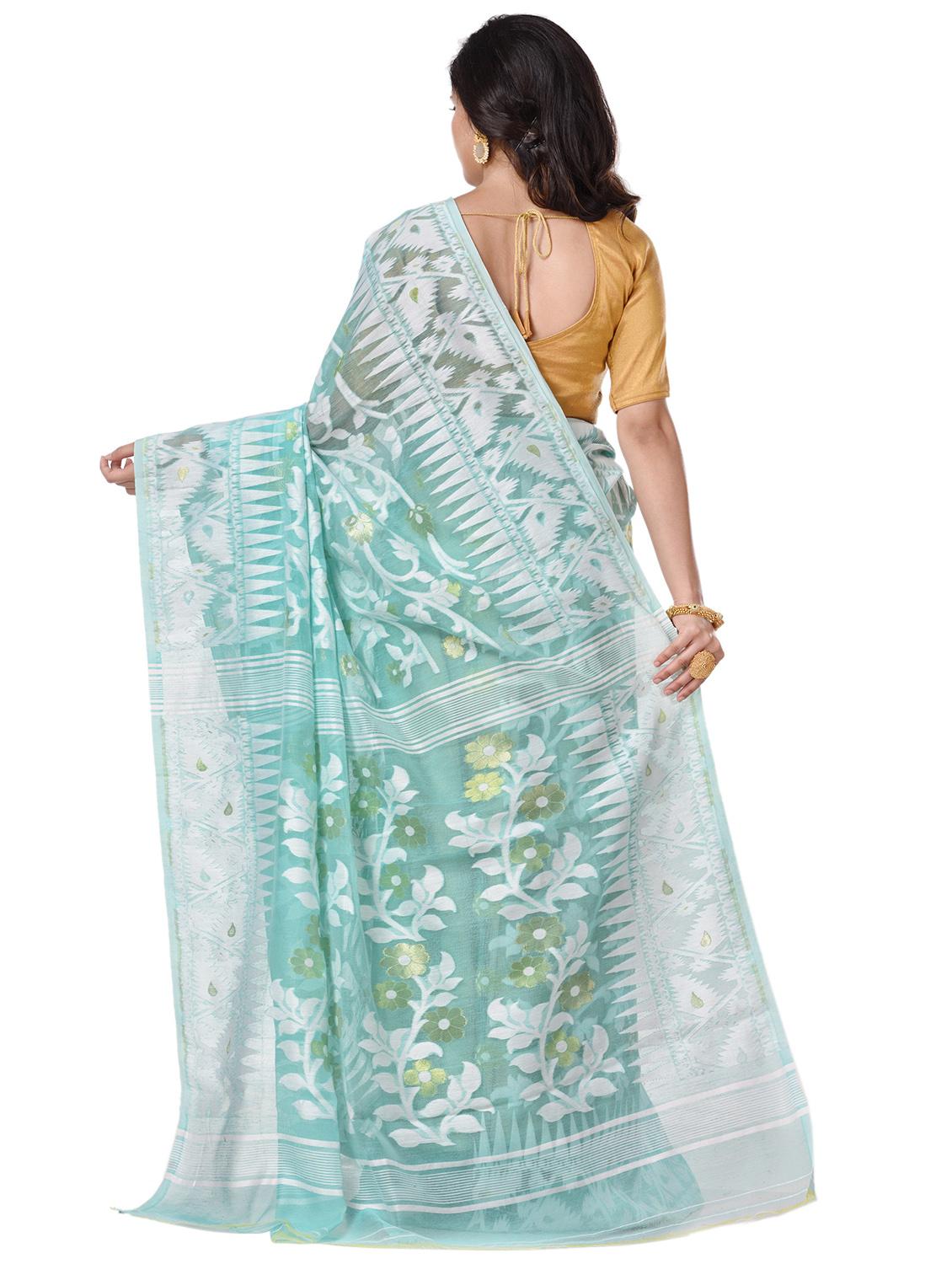 women's printed light green colored saree with blouse - 20266365 -  Standard Image - 1