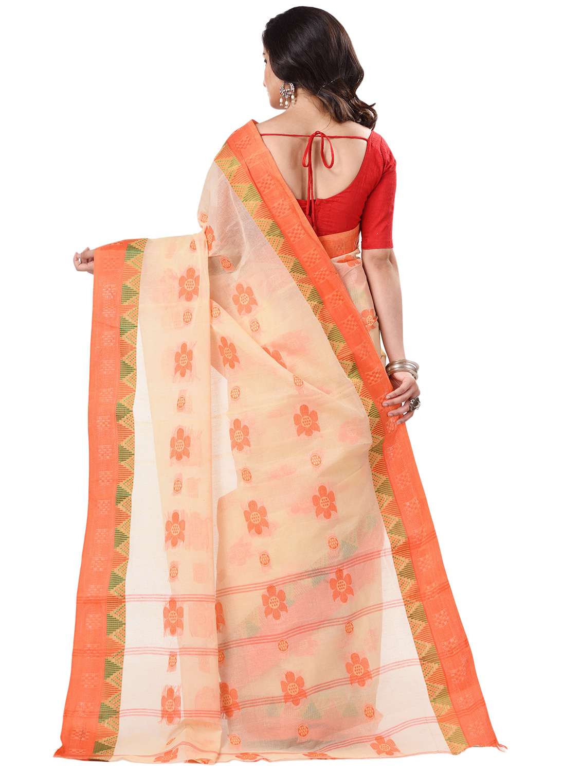 women's self design orange colored saree with blouse - 20266370 -  Standard Image - 1