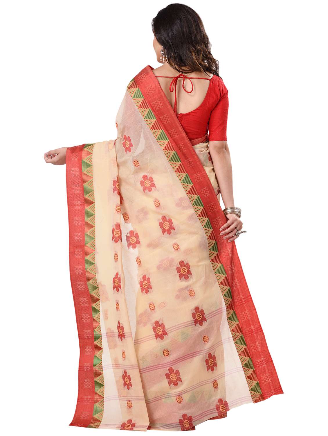 women's floral cream colored saree with blouse - 20266371 -  Standard Image - 1