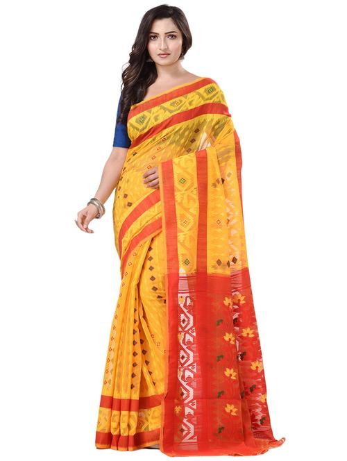 women's self design yellow colored saree with blouse - 20266393 -  Standard Image - 0