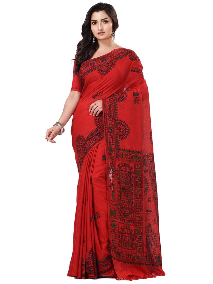 women's printed red colored saree with blouse - 20266398 - Zoom Image - 0