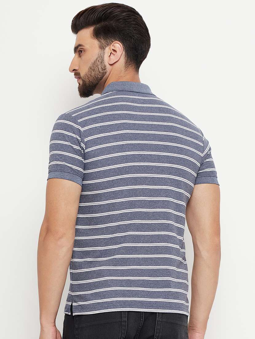 men charcoal stripes polyester polo t-shirt - 20266425 -  Standard Image - 1