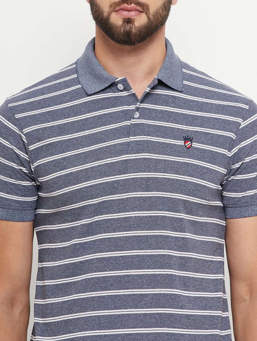 men charcoal stripes polyester polo t-shirt - 20266425 - Standard Image - 4