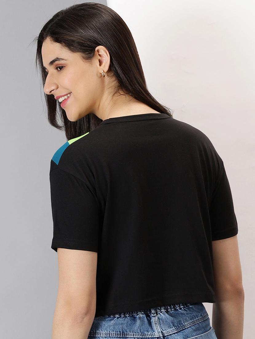 black cotton blend regular top - 20266433 - Standard Image - 1