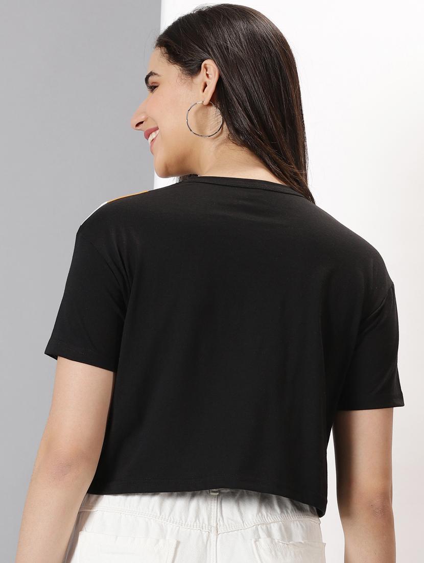 black stripes colored cotton blend women's regular top - 20266434 -  Standard Image - 1