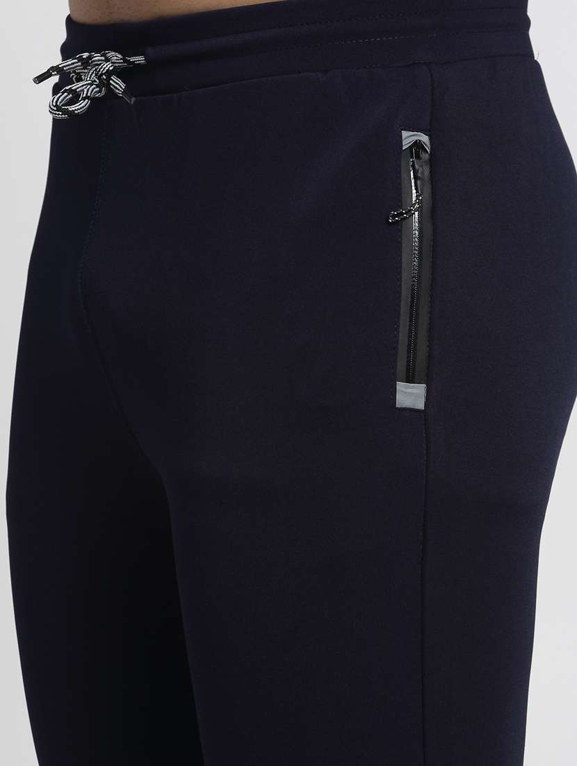 men navy blue polyester full length track pant - 20266460 - Standard Image - 4