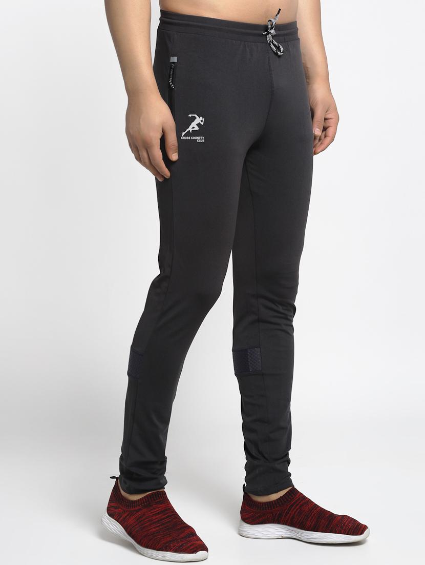 men charcoal polyester full length track pant - 20266461 - Standard Image - 1