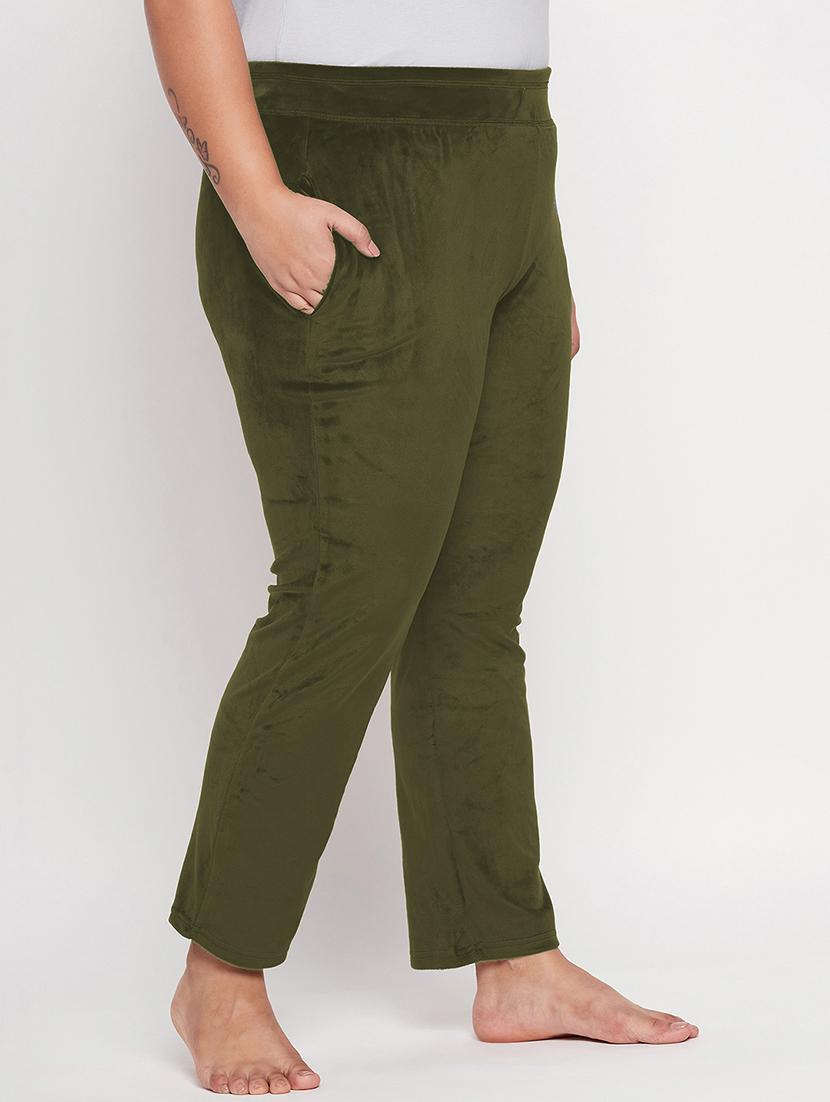 olive solid plus size track pants - 20266476 - Standard Image - 1