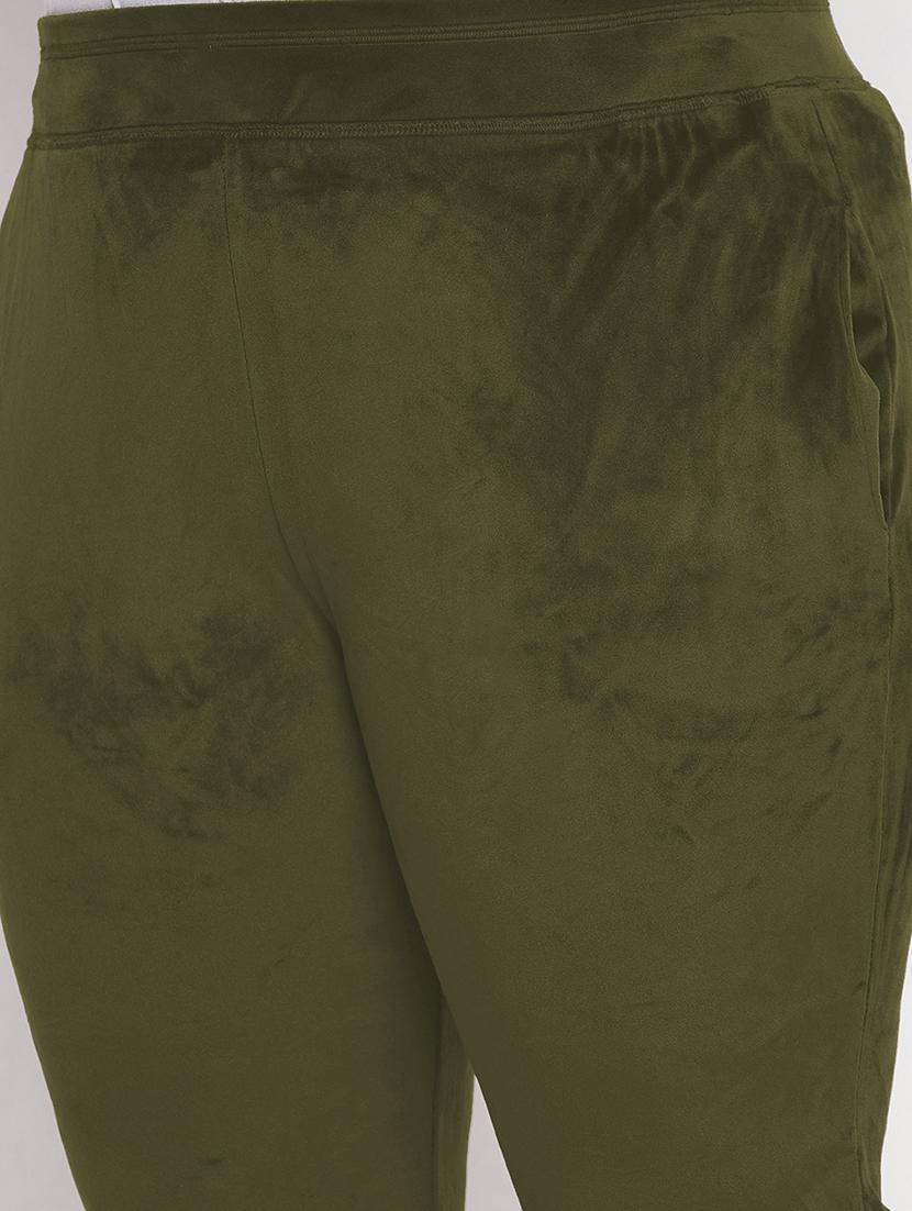 olive solid plus size track pants - 20266476 - Standard Image - 4