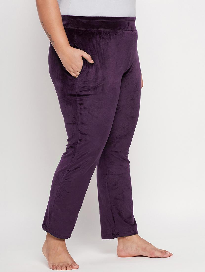 purple velvet plus size track pants - 20266478 - Standard Image - 1