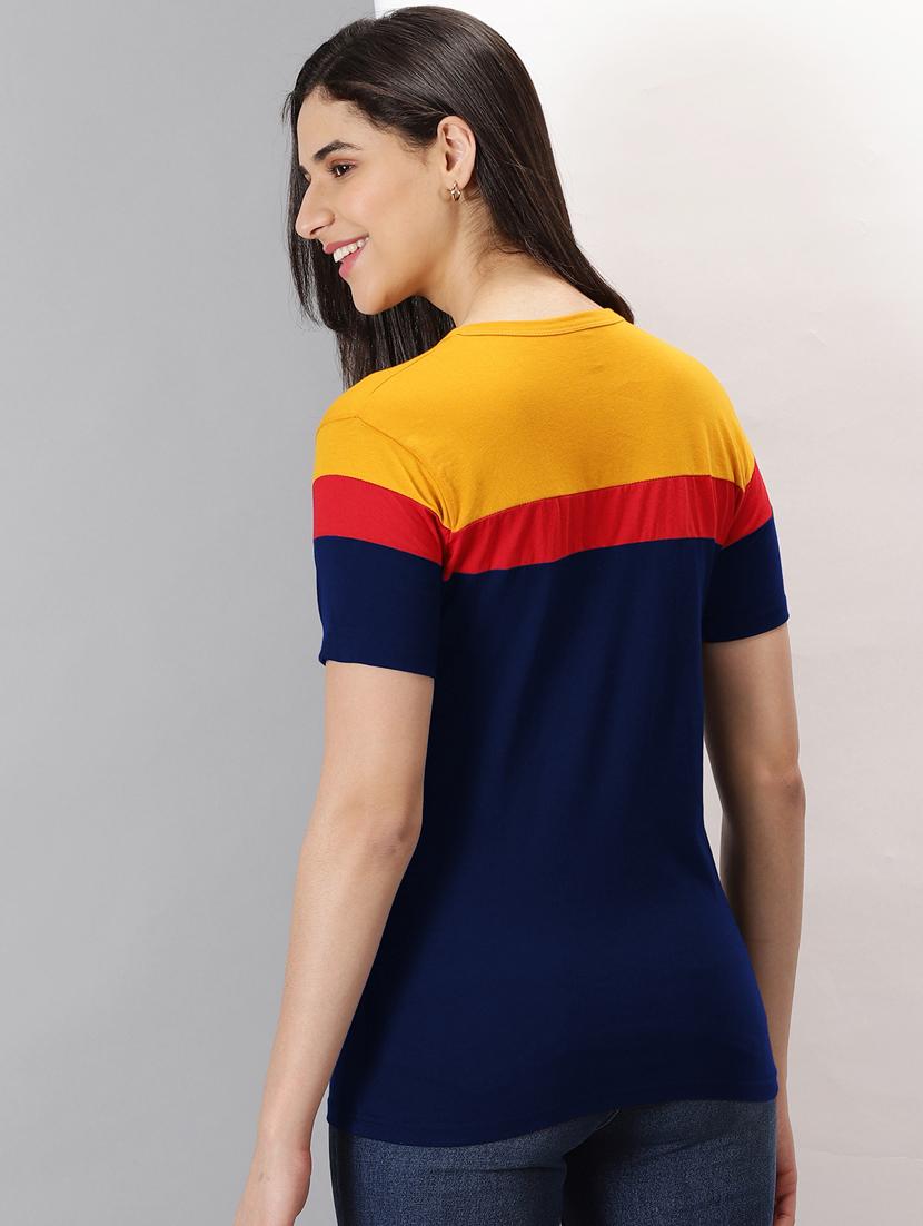 women's color block round neck t-shirt - 20266630 - Standard Image - 1