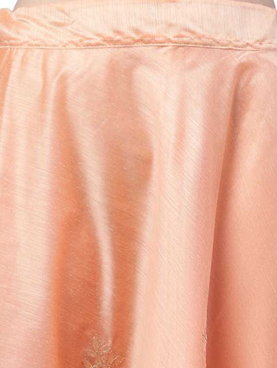 peach chanderi silk flared skirt - 20266879 -  Standard Image - 4