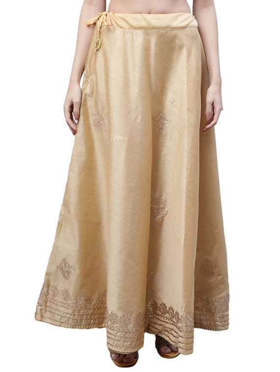 beige chanderi silk flared skirt