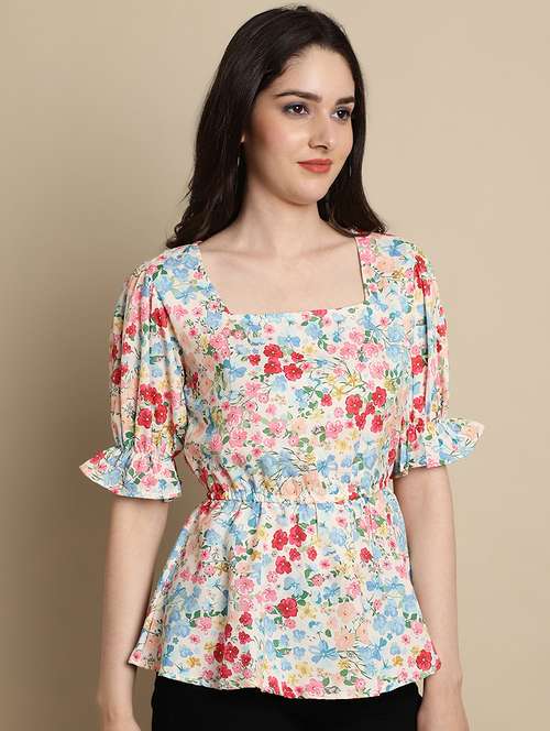 women's peplum square neck top - 20267102 -  Standard Image - 0
