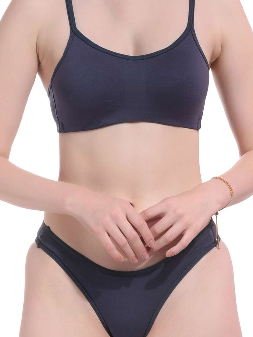 grey solid bras and panty set - 20267261 -  Standard Image - 4