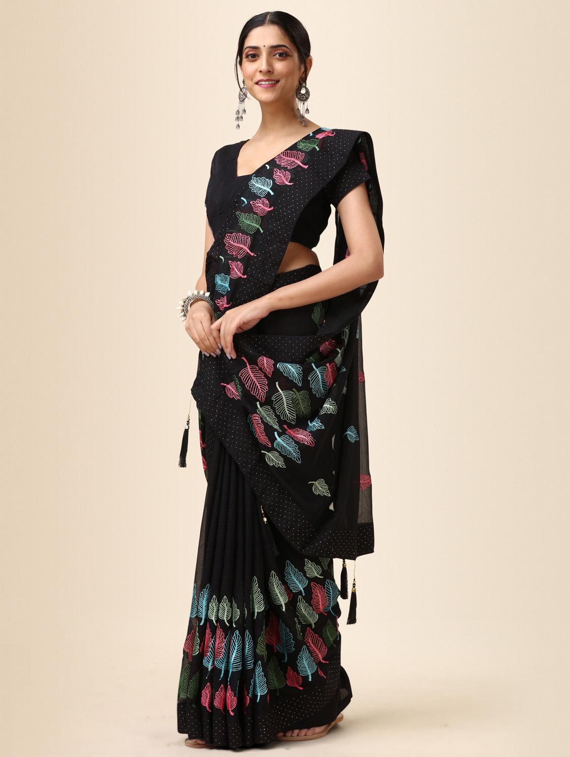 women's embroidered saree with blouse - 20267482 - Standard Image - 1