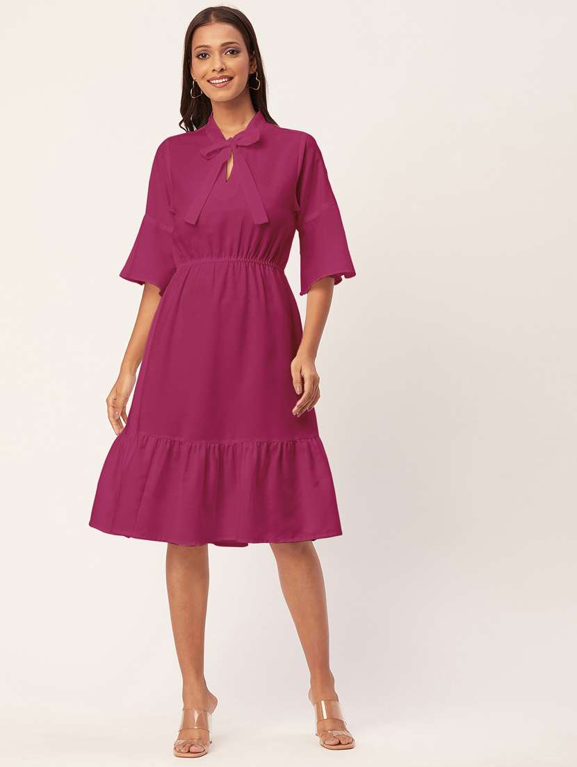 women's tiered dress solid dress