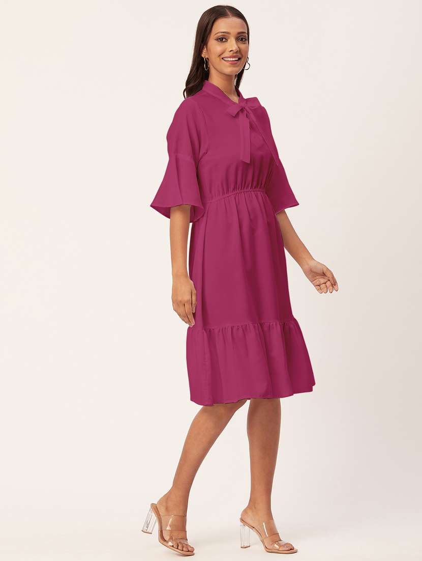 women's tiered dress solid dress - 20267511 - Standard Image - 1