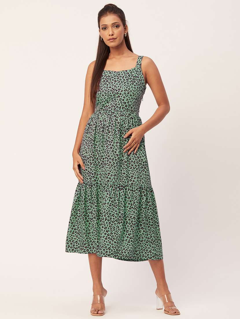 women's tiered dress animal print dress