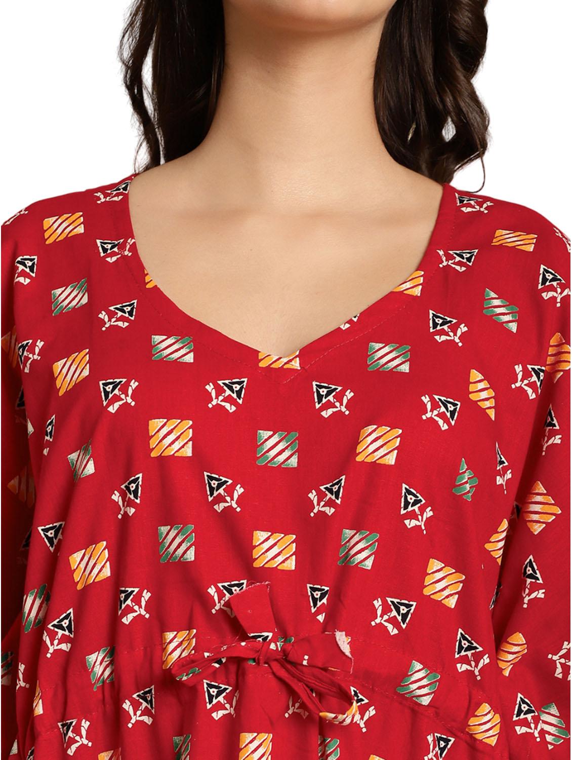 women block print cotton kaftan - 20267572 - Standard Image - 4