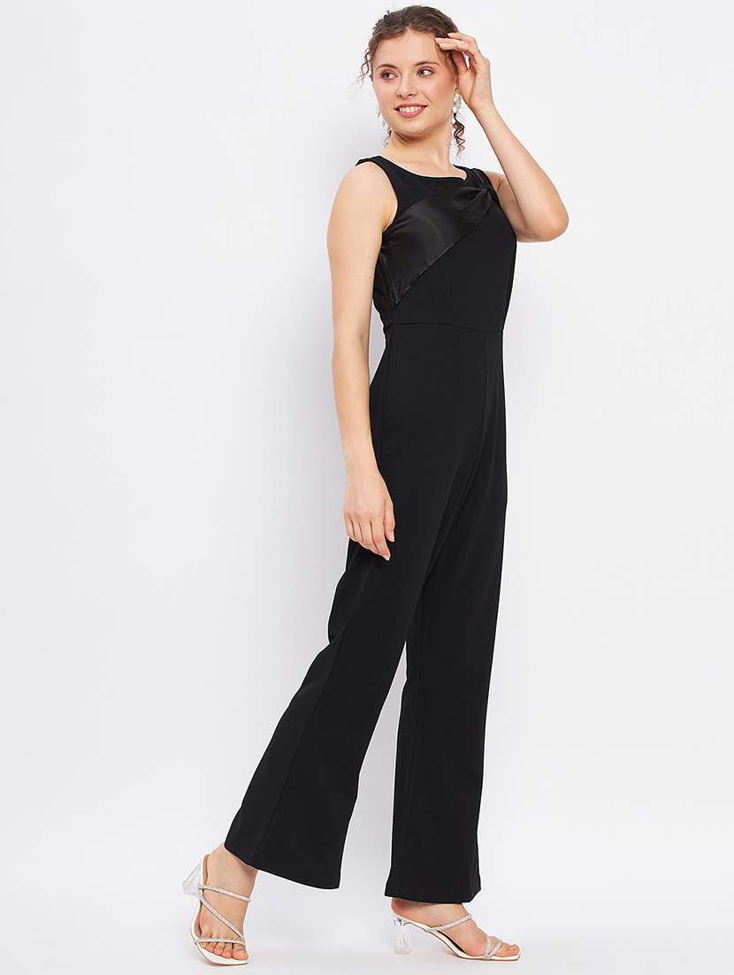 black solid sleeveless full length jumpsuit - 20267623 -  Standard Image - 1
