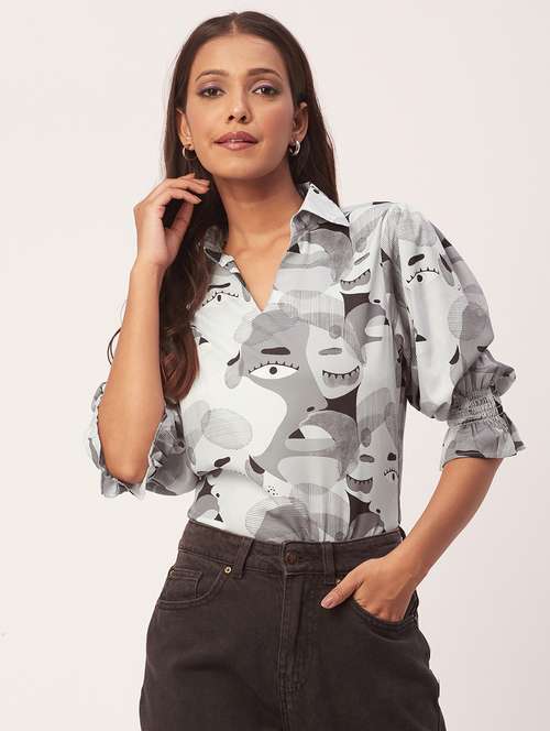 women's straight collared top - 20271552 - Standard Image - 0