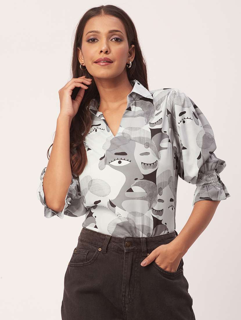 women's straight collared top - 20271552 - Zoom Image - 0