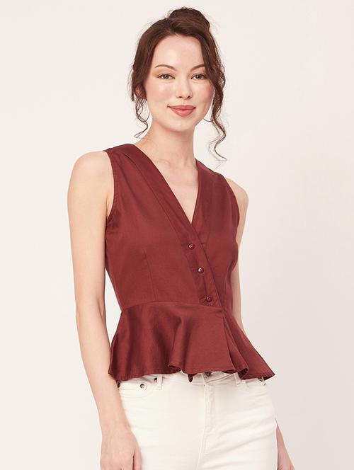 women's peplum overlap neck top - 20271565 - Standard Image - 0