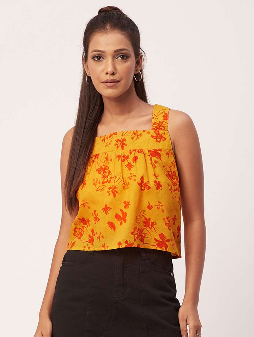 women's crop square neck top