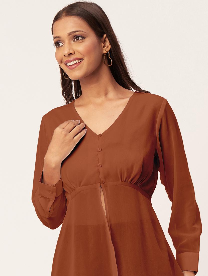 women's a line v neck top - 20271576 - Standard Image - 4
